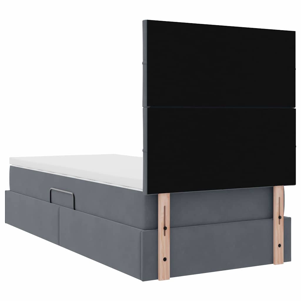 Krevet s prostorom za pohranu s LED-om Tamno siva 100 x 200 cm