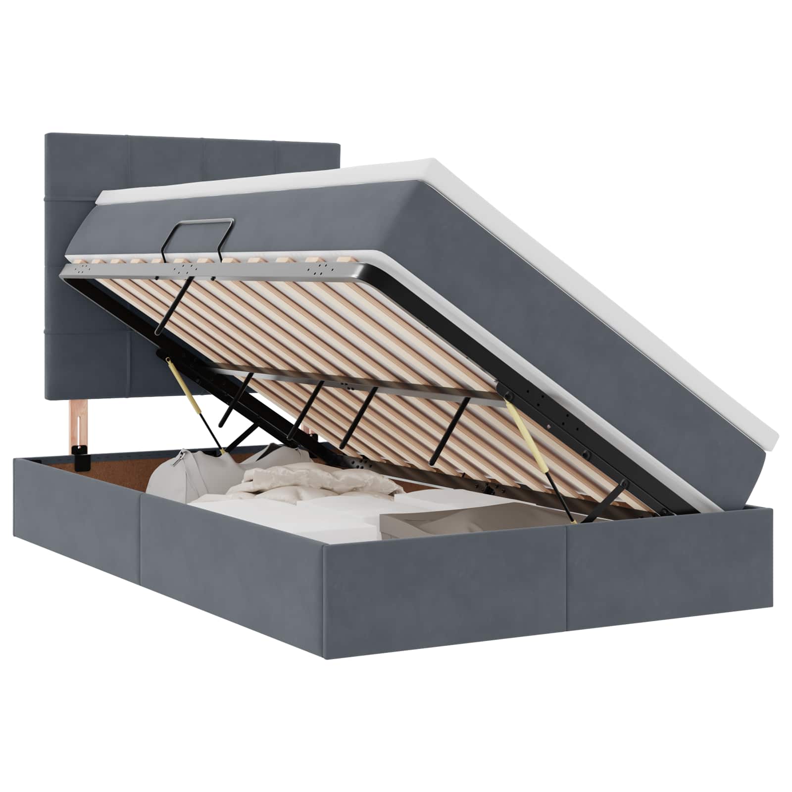 Krevet s prostorom za pohranu s LED-om Tamno siva 120 x 190 cm