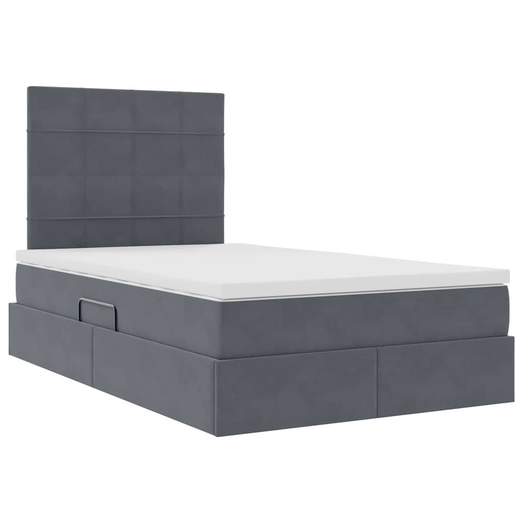Krevet s prostorom za pohranu s LED-om Tamno siva 120 x 190 cm