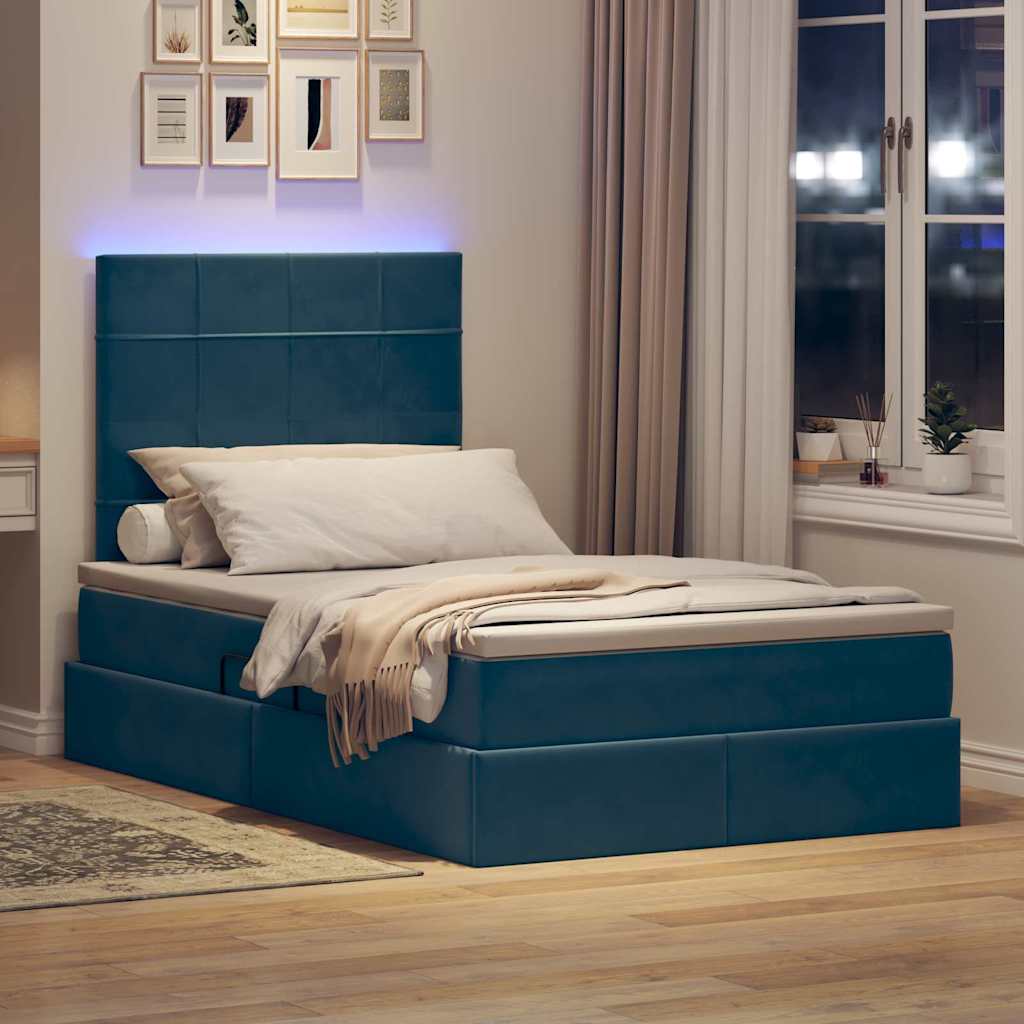 Krevet s prostorom za pohranu s LED-om Plava 120 x 190 cm