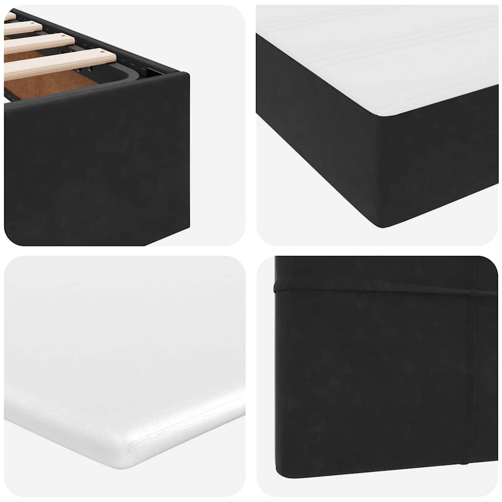 Krevet s prostorom za pohranu s LED-om Crna 120 x 200 cm Baršun