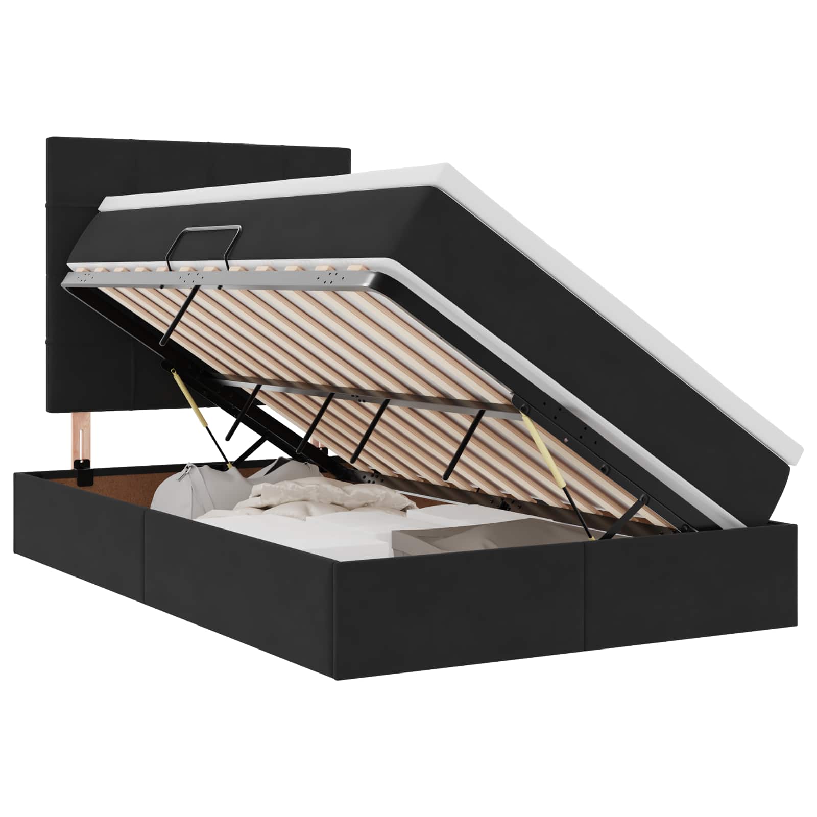 Krevet s prostorom za pohranu s LED-om Crna 120 x 200 cm Baršun