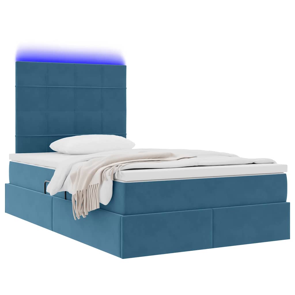 Krevet s prostorom za pohranu s LED-om Tamno plava 120 x 200 cm