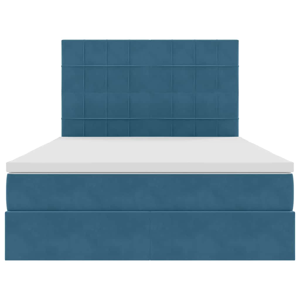 LED krevet za pohranu s madracem Tamno plava 140 x 190 cm