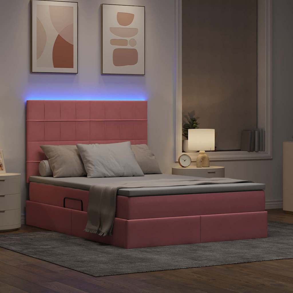 Krevet s prostorom za pohranu s LED-om Ružičasta 140 x 190 cm