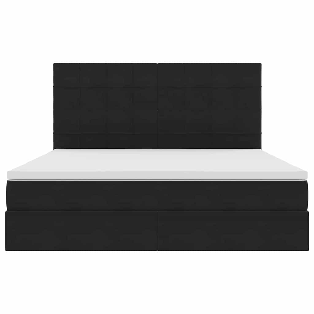 Krevet s prostorom za pohranu s LED-om Crna 160 x 200 cm Baršun