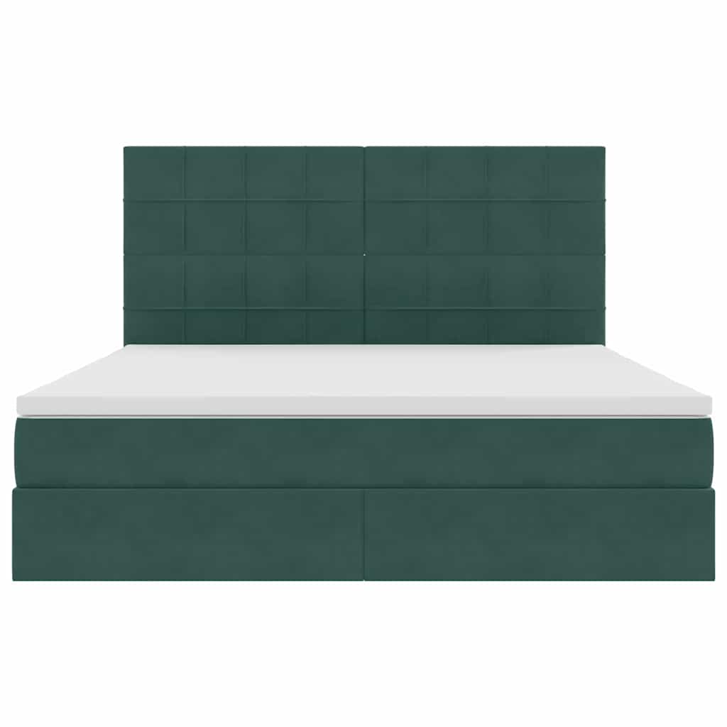 Krevet s prostorom za pohranu s LED-om Tamnozelena 160 x 200 cm