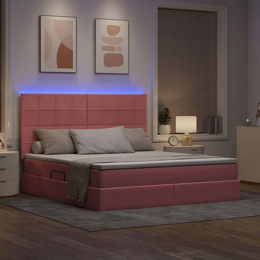 Krevet s prostorom za pohranu s LED-om Ružičasta 160 x 200 cm