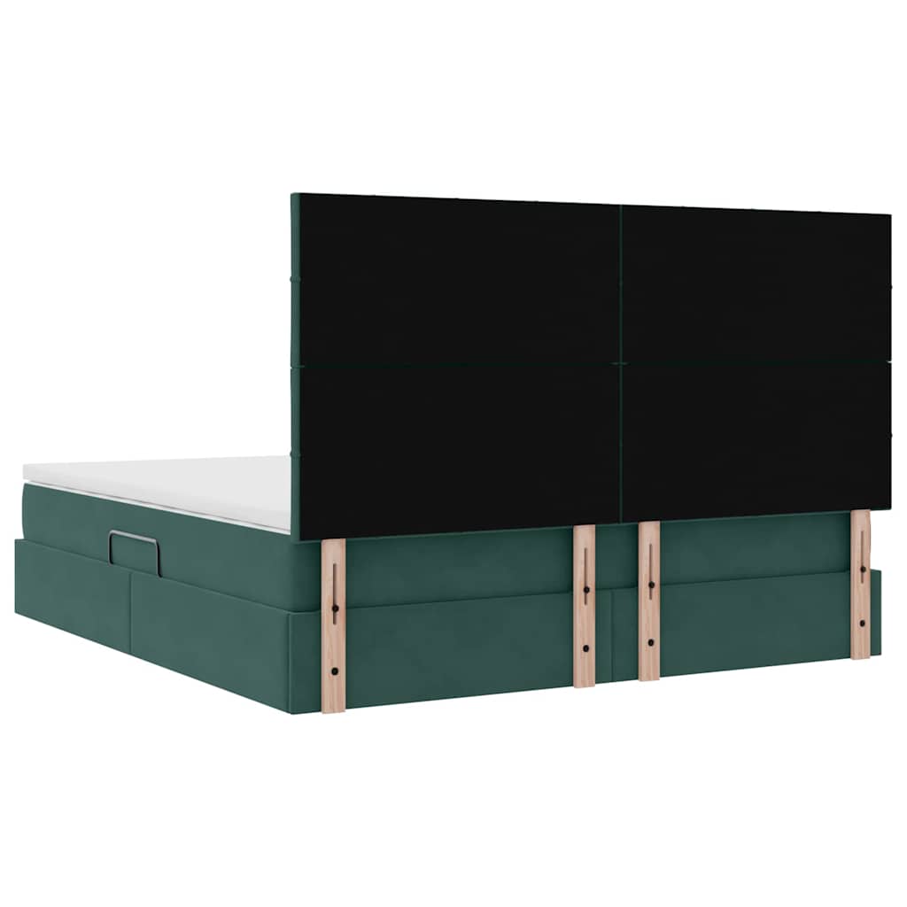 Krevet s prostorom za pohranu s LED-om Tamnozelena 180 x 200 cm
