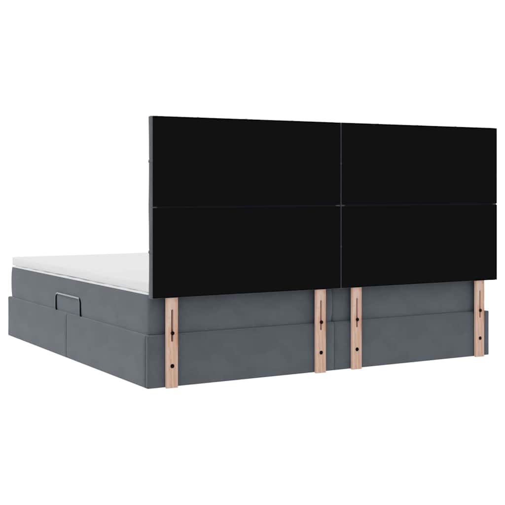 LED krevet za pohranu s madracem Tamnosiva 200 x 200 cm Baršun
