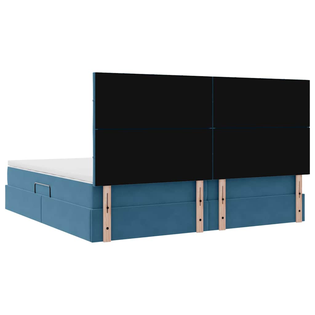 Krevet s prostorom za pohranu s LED-om Tamno plava 200 x 200 cm