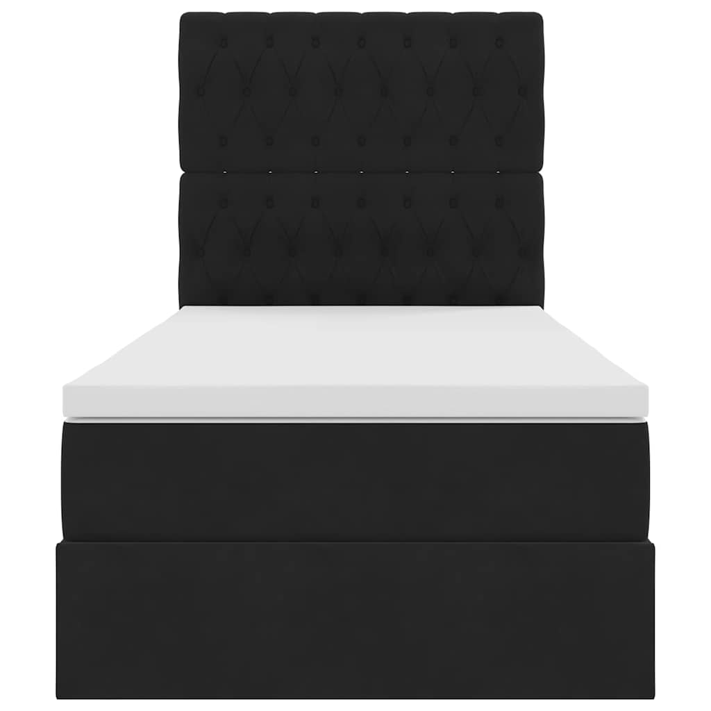 Krevet s prostorom za pohranu s LED-om Crna 90 x 190 cm Baršun
