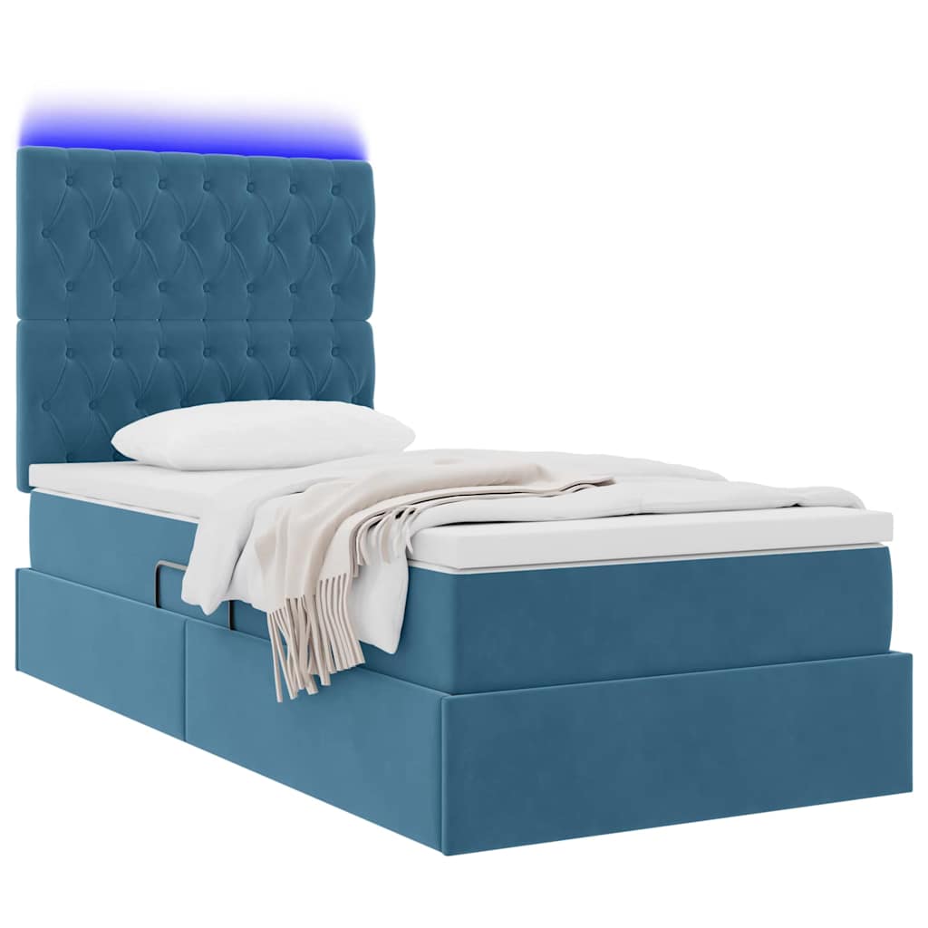 Krevet s prostorom za pohranu s LED-om Tamno plava 100 x 200 cm