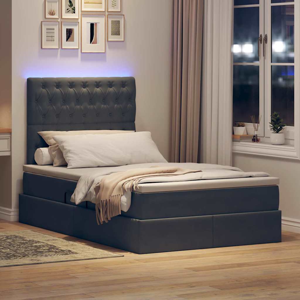 Krevet s prostorom za pohranu s LED-om Tamno siva 120 x 190 cm