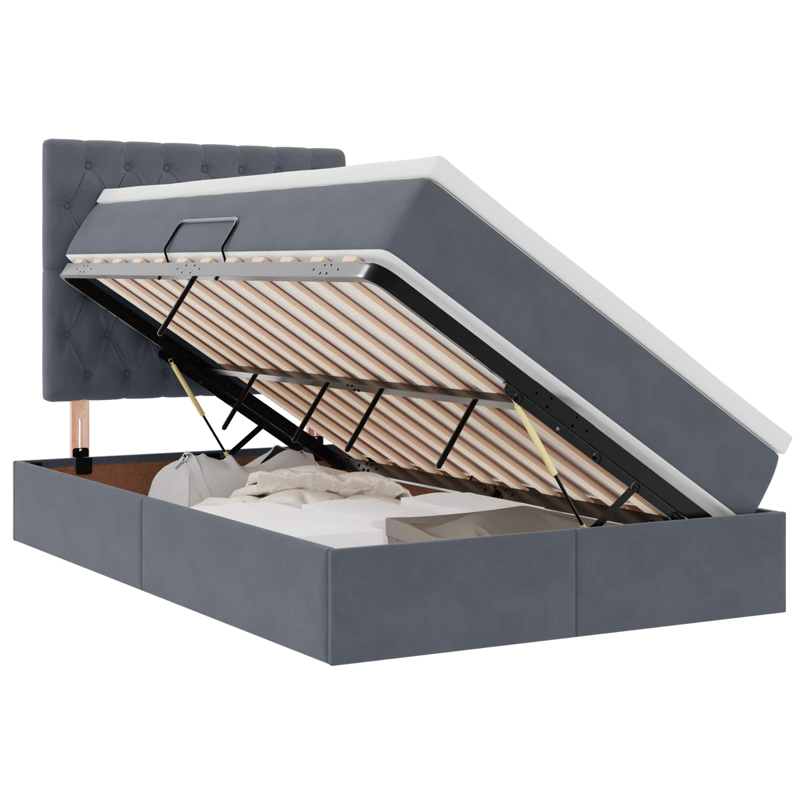 Krevet s prostorom za pohranu s LED-om Tamno siva 120 x 190 cm