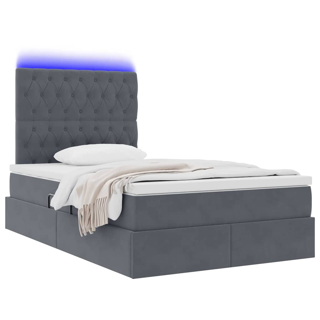 Krevet s prostorom za pohranu s LED-om Tamno siva 120 x 190 cm