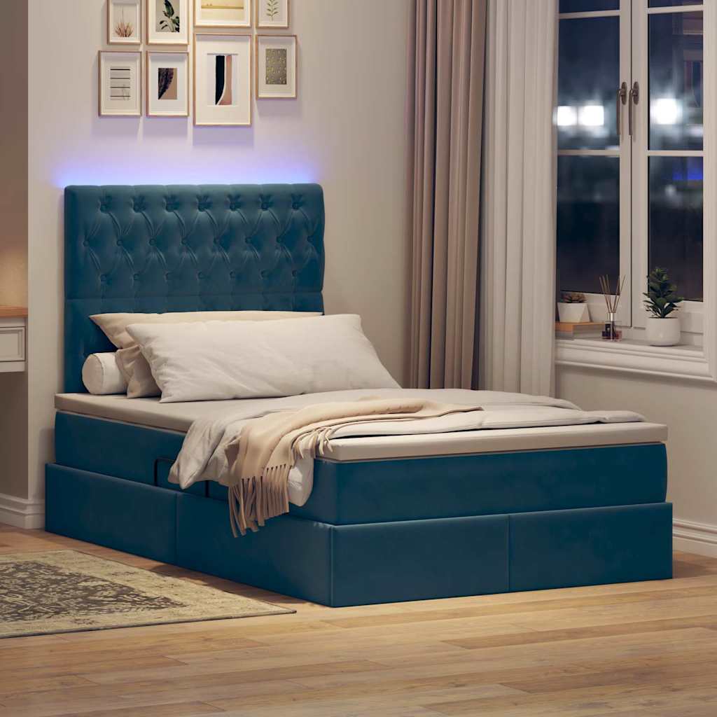 Krevet s prostorom za pohranu s LED-om Plava 120 x 190 cm
