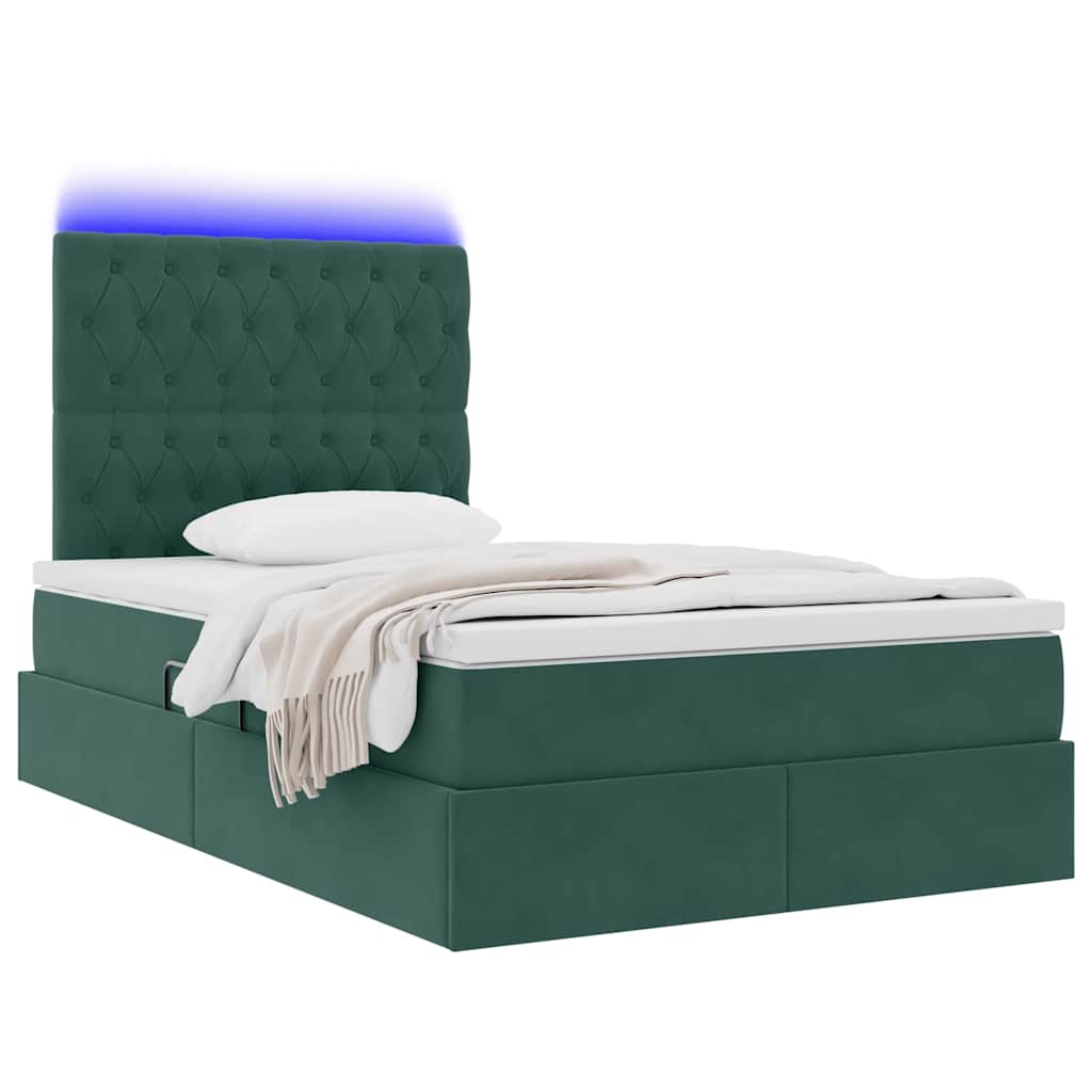 Krevet s prostorom za pohranu s LED-om Tamnozelena 120 x 200 cm
