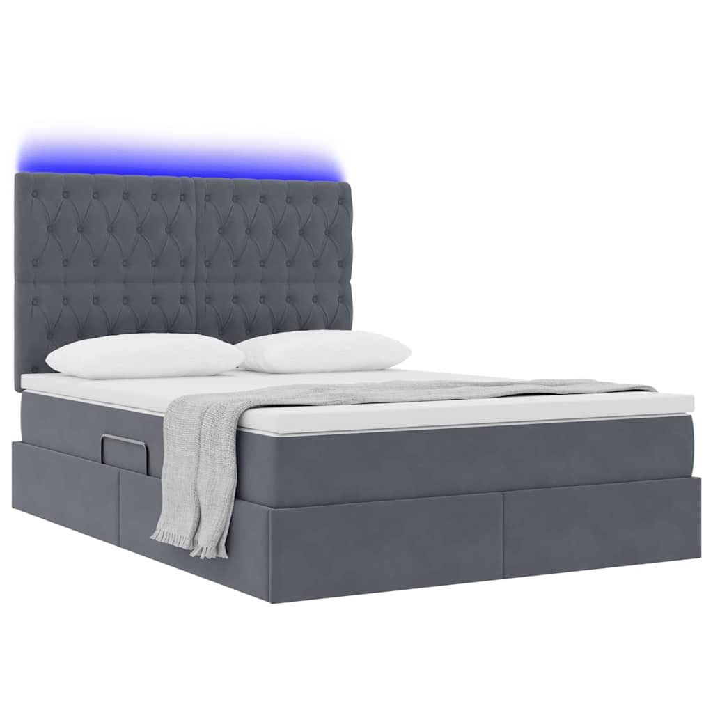 Krevet s prostorom za pohranu s LED-om Tamno siva 140 x 190 cm