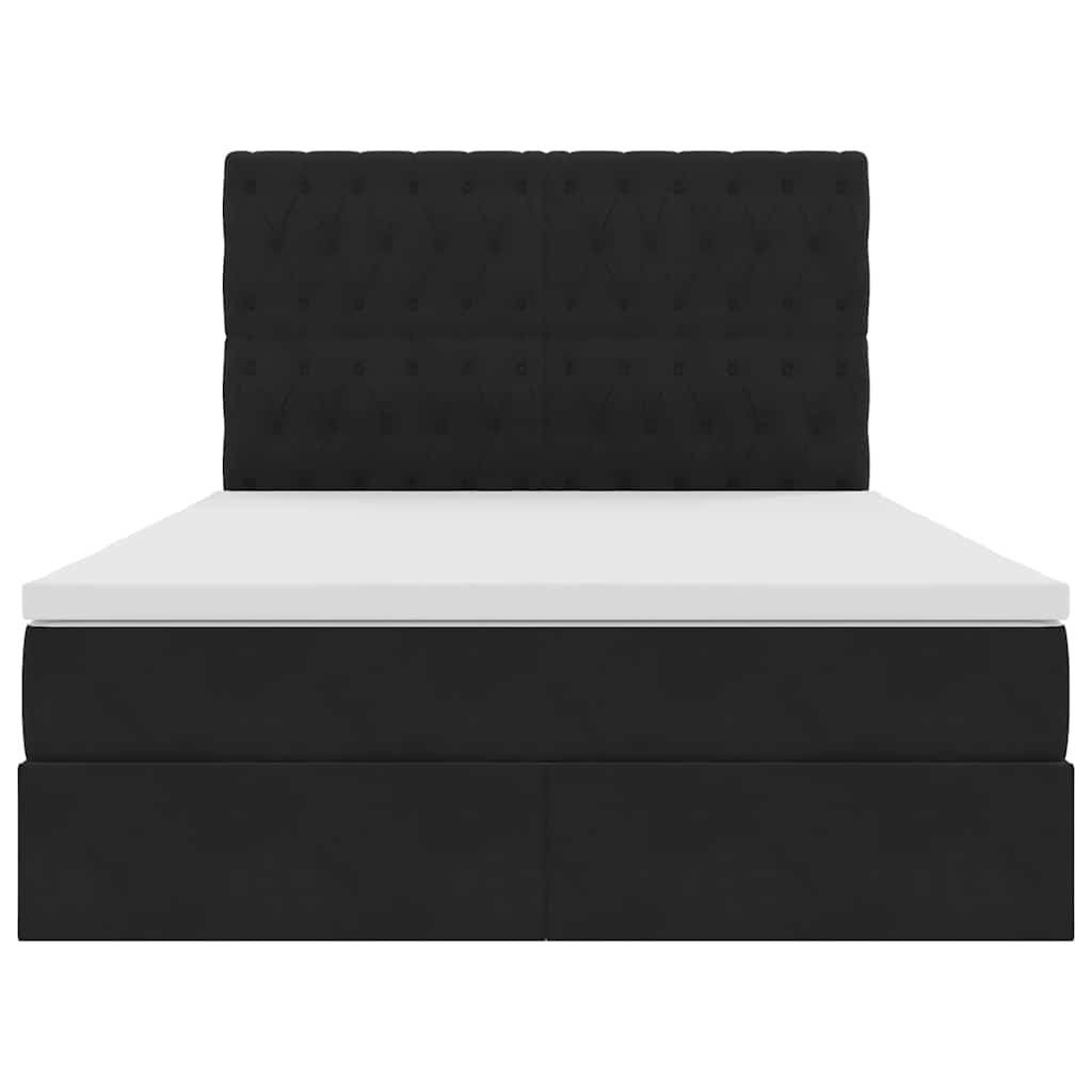 Krevet s prostorom za pohranu s LED-om Crna 140 x 190 cm Baršun