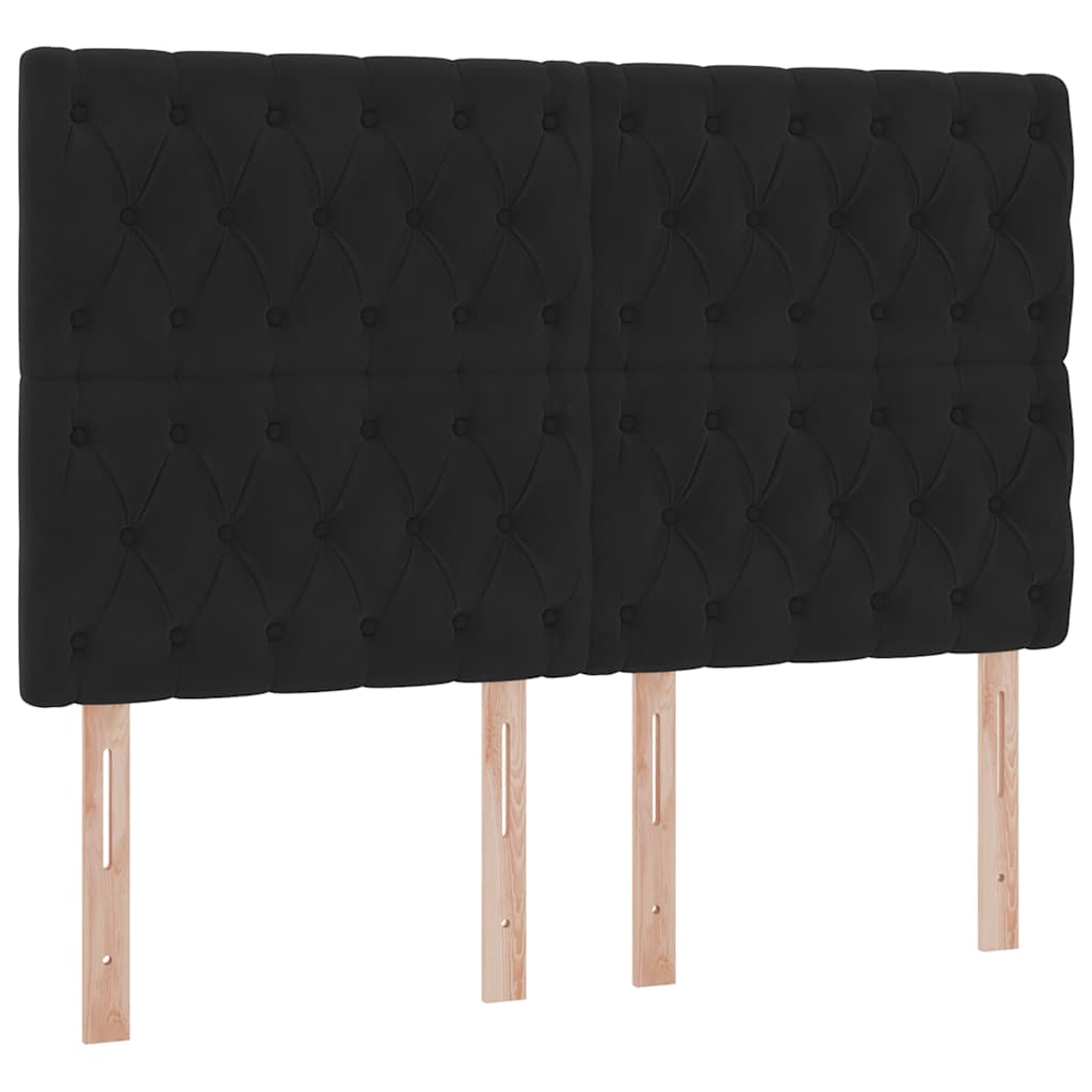 Krevet s prostorom za pohranu s LED-om Crna 140 x 190 cm Baršun