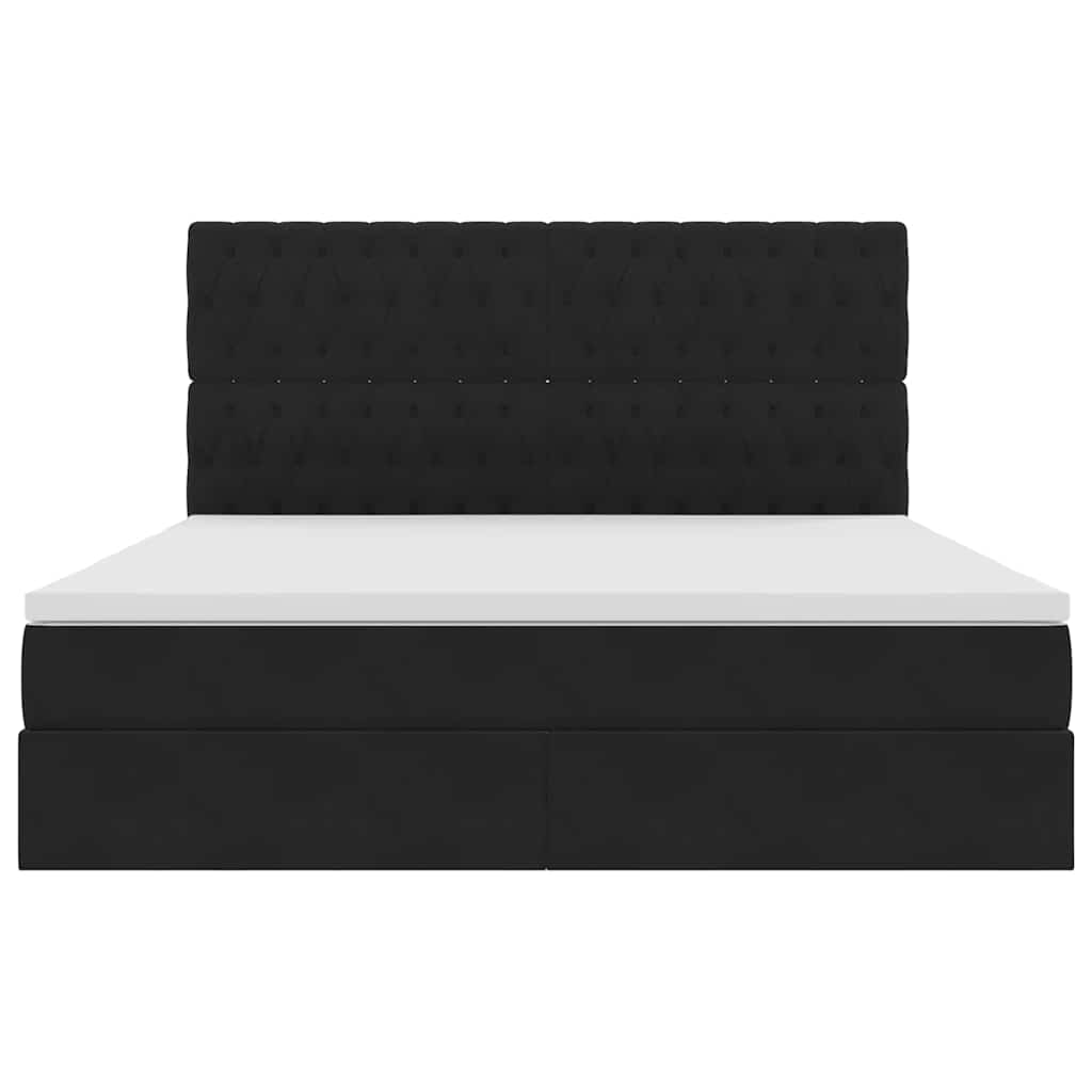Krevet s prostorom za pohranu s LED-om Crna 160 x 200 cm Baršun