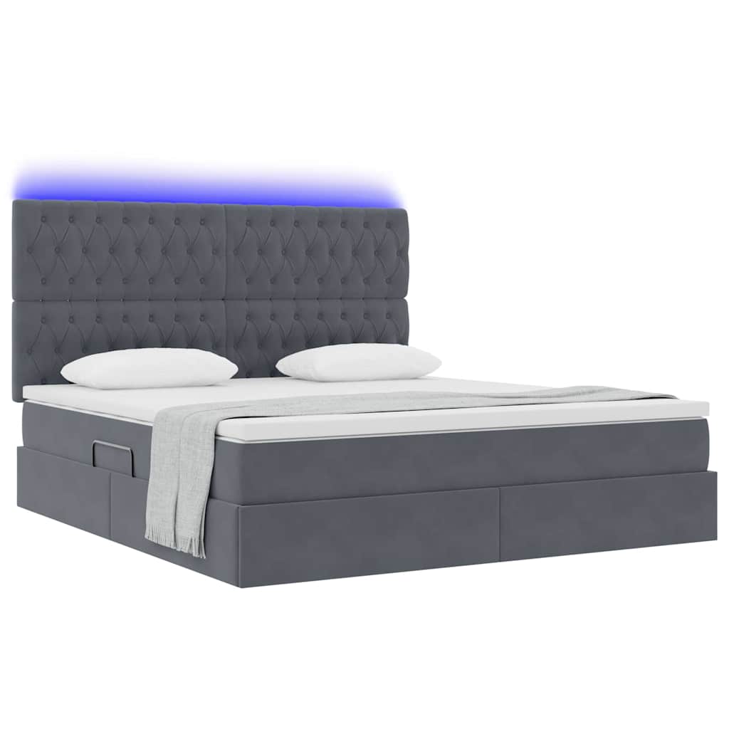 Krevet s prostorom za pohranu s LED-om Tamno siva 180 x 200 cm