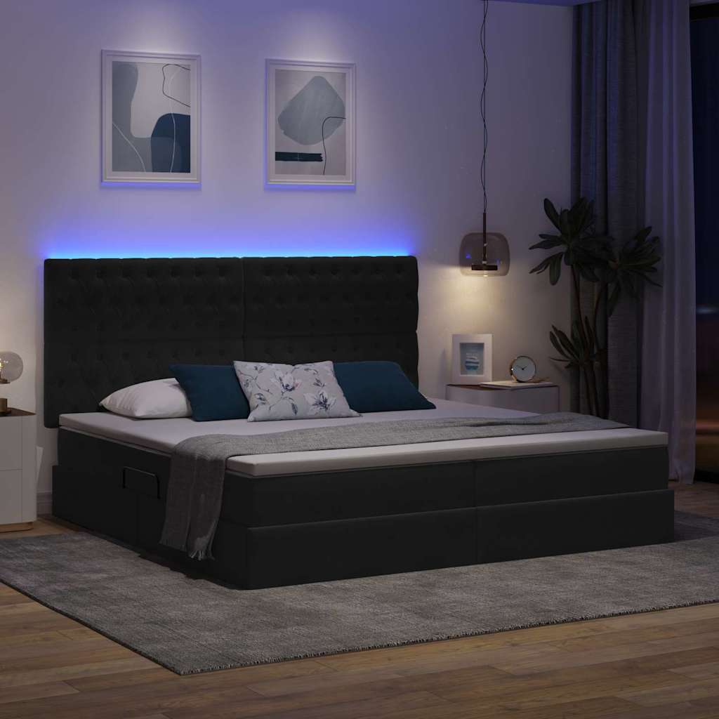 Krevet s prostorom za pohranu s LED-om Tamno siva 200 x 200 cm