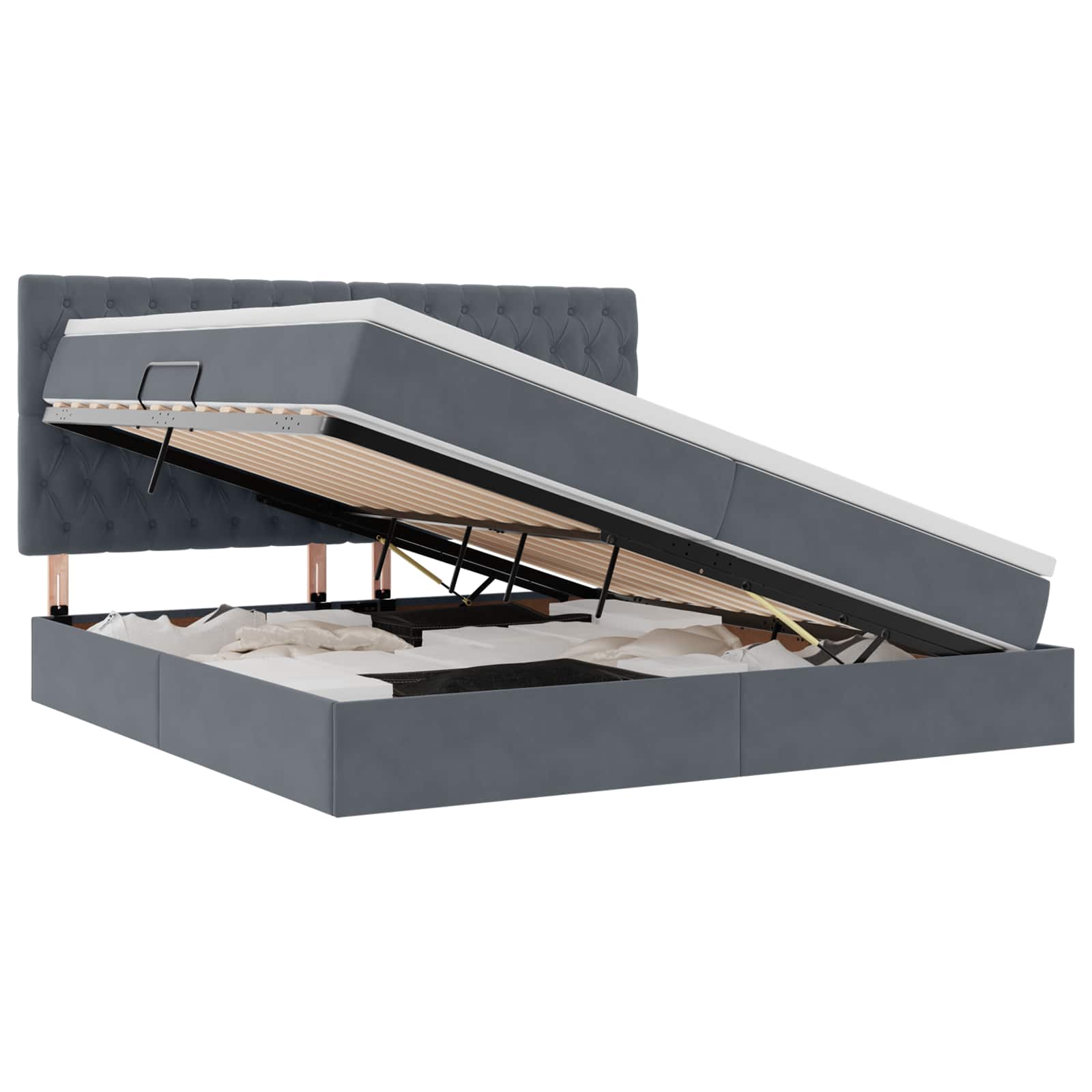Krevet s prostorom za pohranu s LED-om Tamno siva 200 x 200 cm