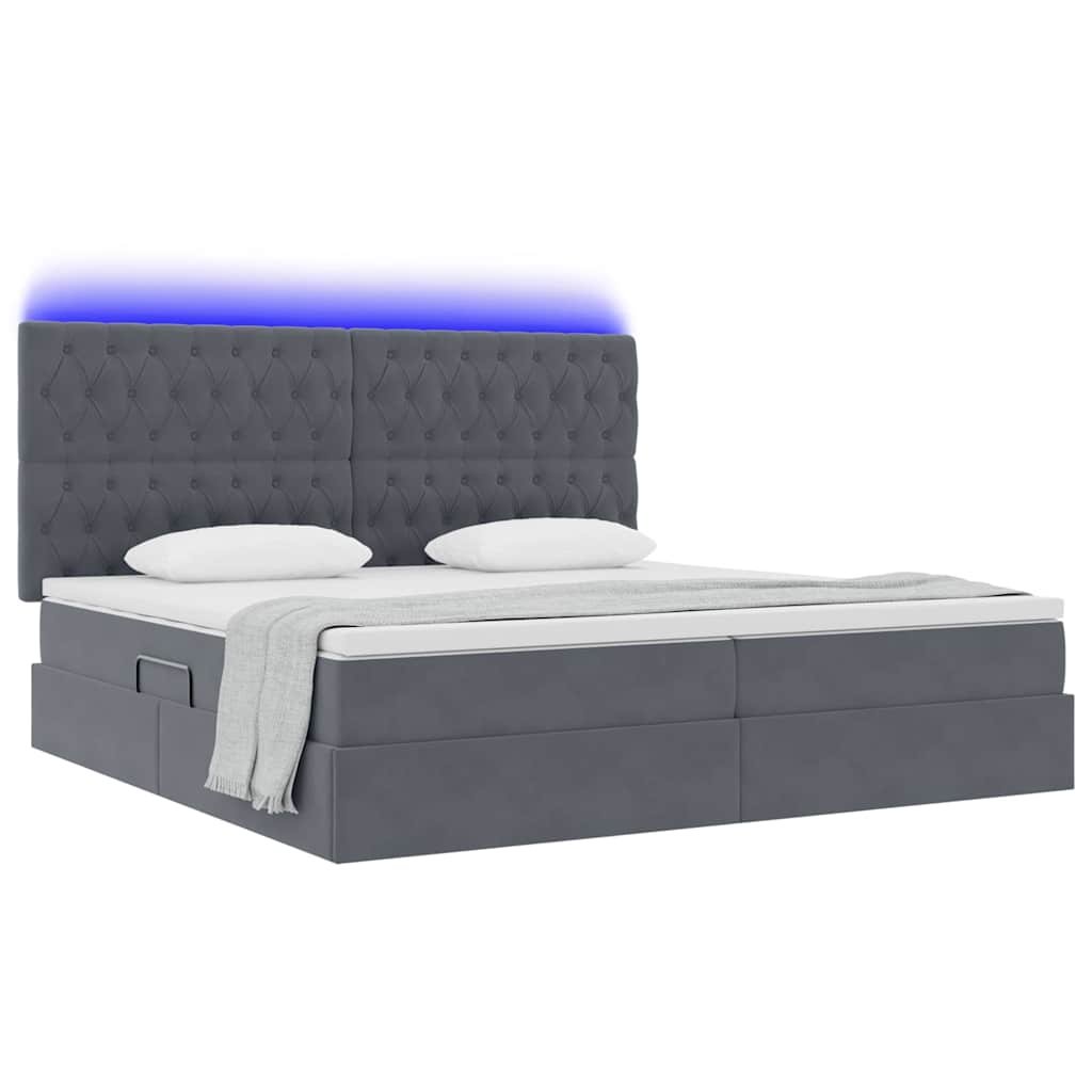 Krevet s prostorom za pohranu s LED-om Tamno siva 200 x 200 cm