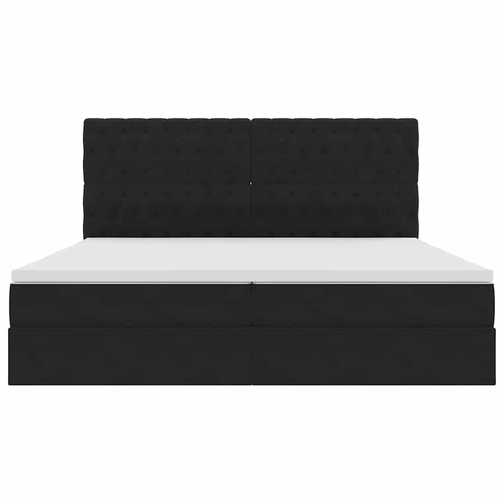 Krevet s prostorom za pohranu s LED-om Crna 200 x 200 cm Baršun