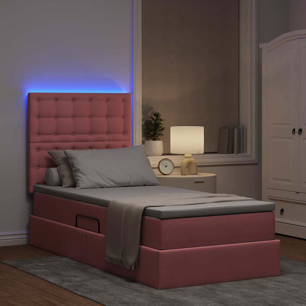 Krevet s prostorom za pohranu s LED-om Ružičasta 90 x 200 cm