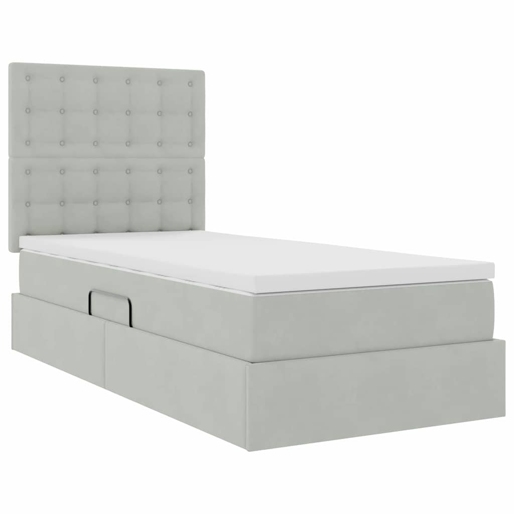LED krevet za pohranu s madracem Svjetlosiva 100 x 200 cm