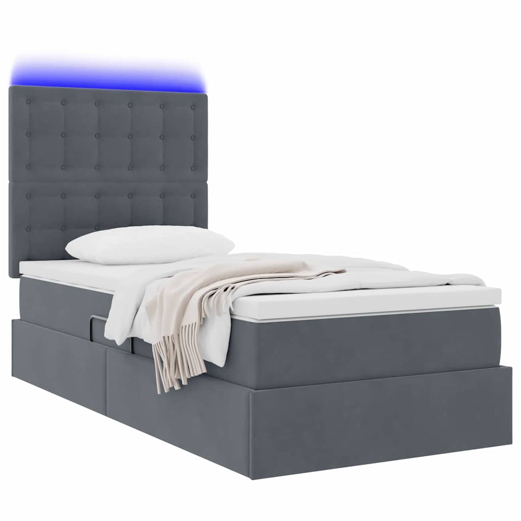 Krevet s prostorom za pohranu s LED-om Tamno siva 100 x 200 cm