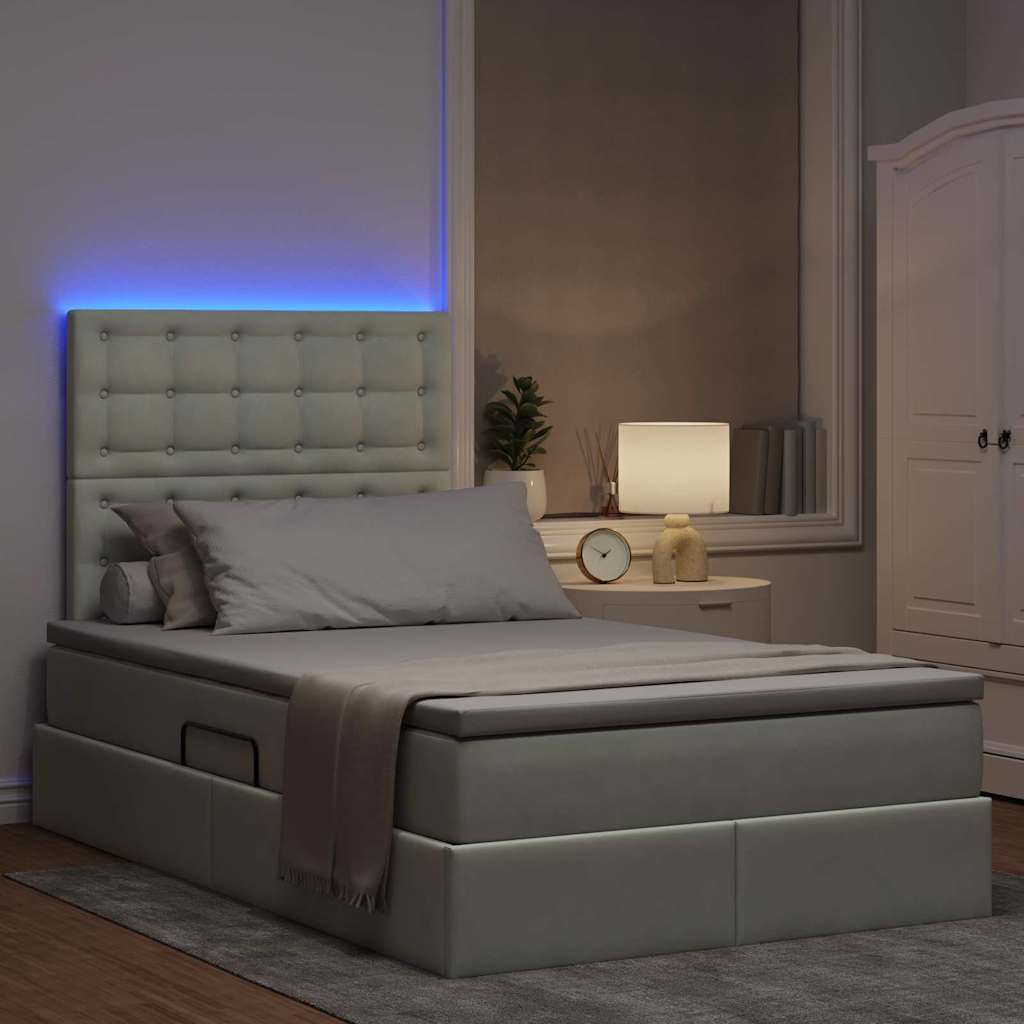 LED krevet za pohranu s madracem Svjetlosiva 120 x 190 cm