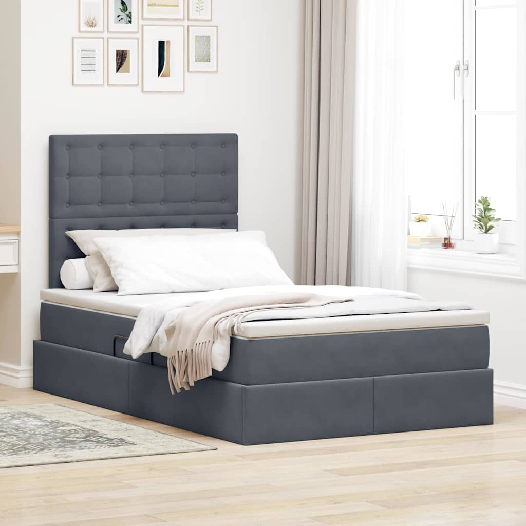 Krevet s prostorom za pohranu s LED-om Tamno siva 120 x 200 cm