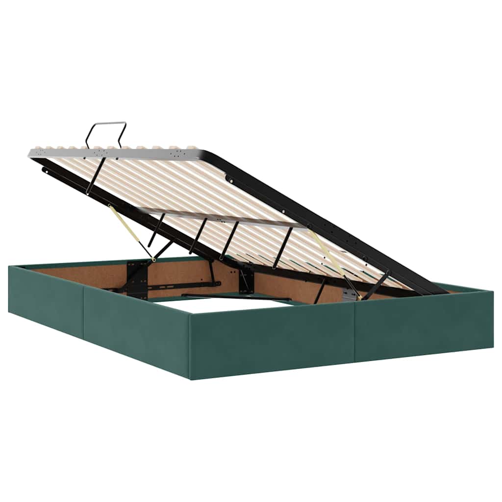 Krevet s prostorom za pohranu s LED-om Tamnozelena 140 x 190 cm