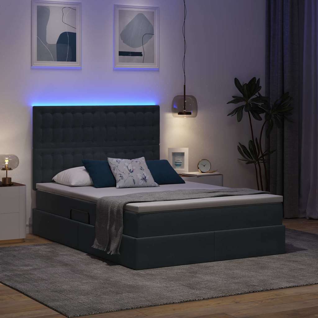 Krevet s prostorom za pohranu s LED-om Tamno siva 140 x 200 cm