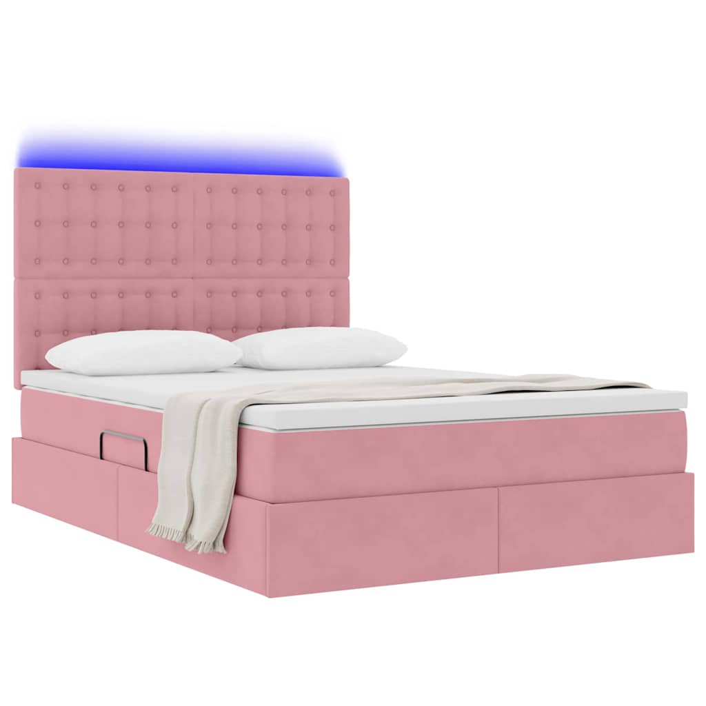 Krevet s prostorom za pohranu s LED-om Ružičasta 140 x 200 cm