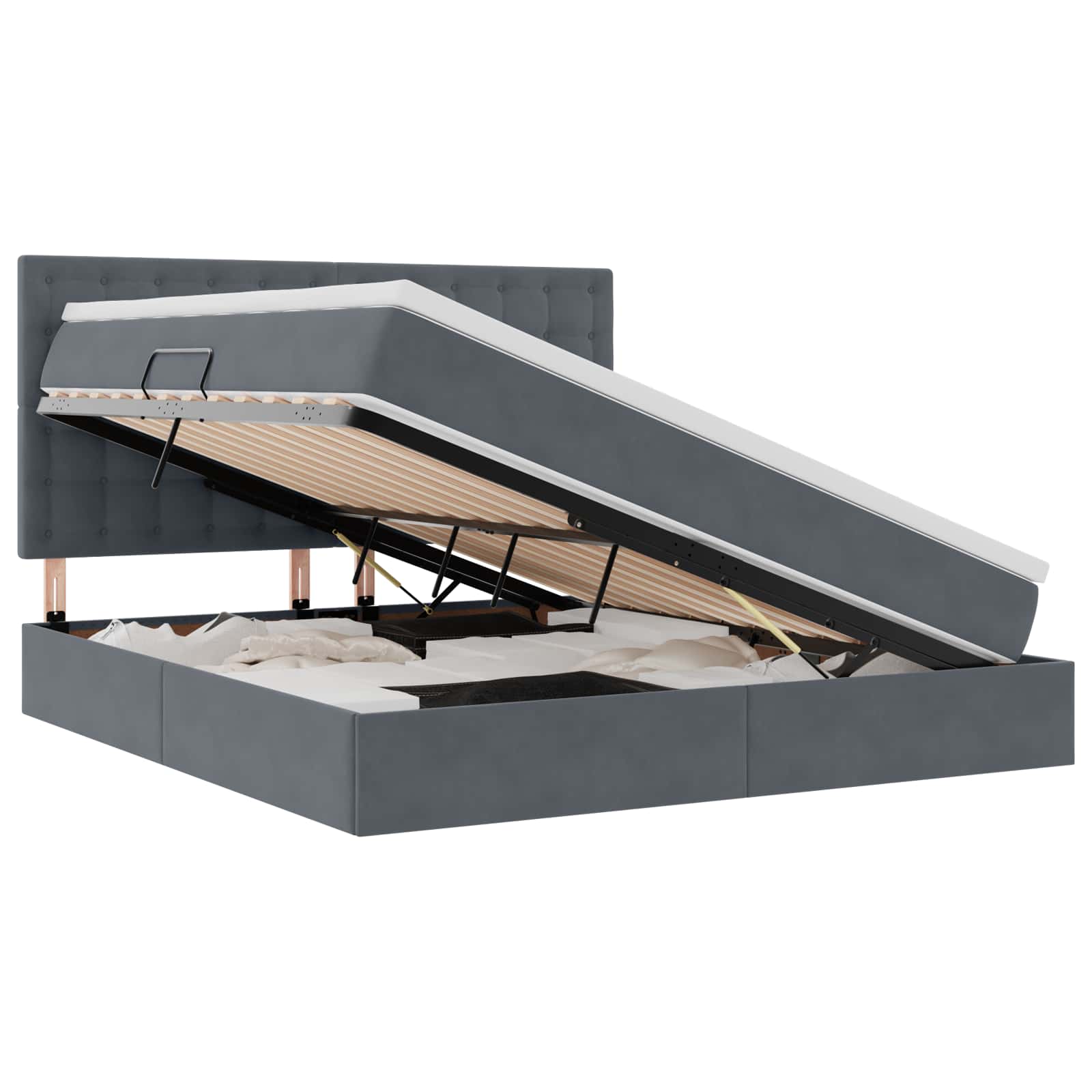 Krevet s prostorom za pohranu s LED-om Tamno siva 160 x 200 cm