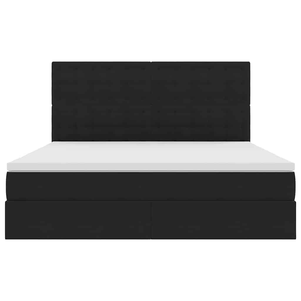 Krevet s prostorom za pohranu s LED-om Crna 180 x 200 cm Baršun