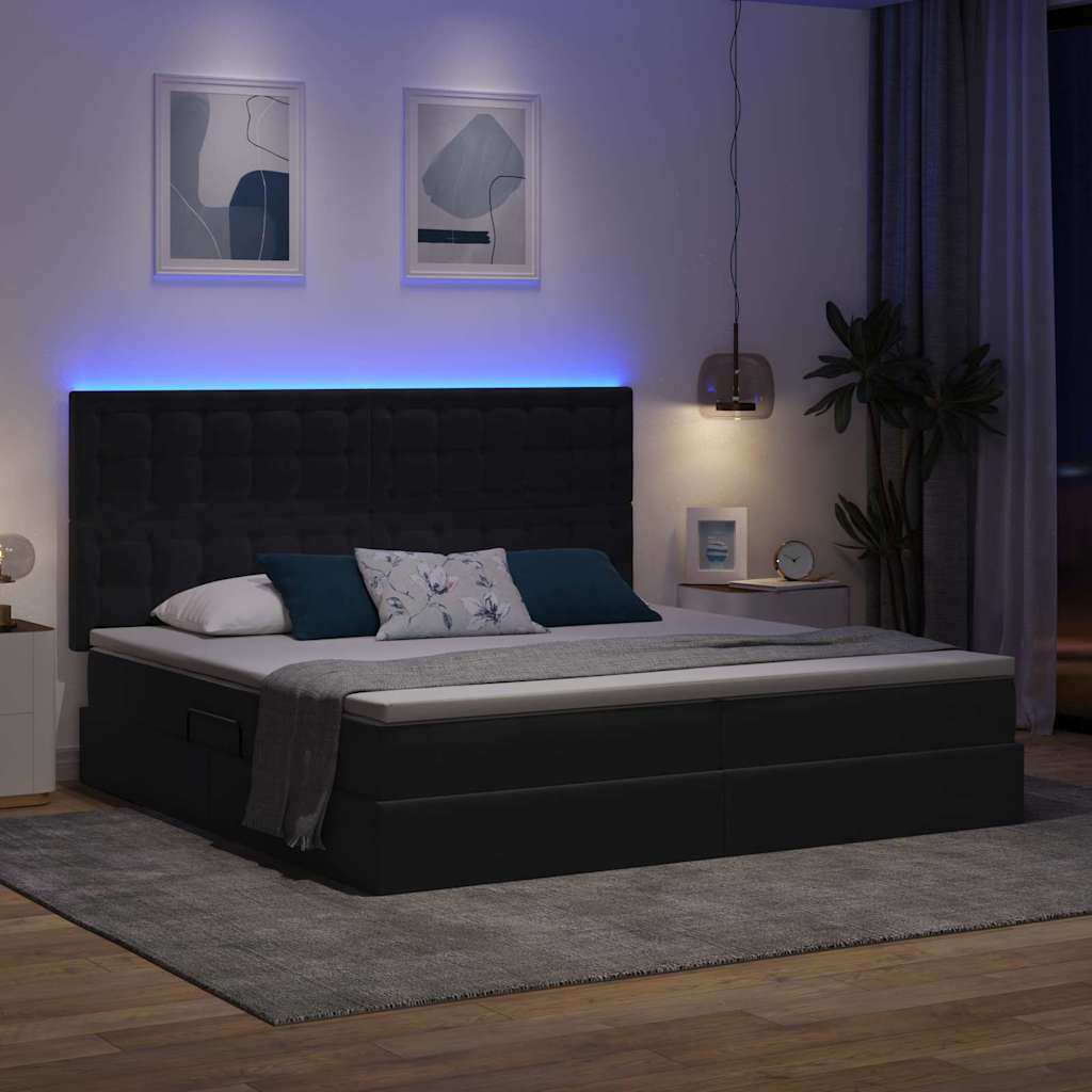 Krevet s prostorom za pohranu s LED-om Tamno siva 200 x 200 cm