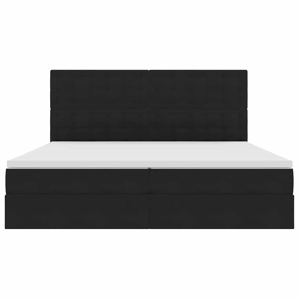 Krevet s prostorom za pohranu s LED-om Crna 200 x 200 cm Baršun