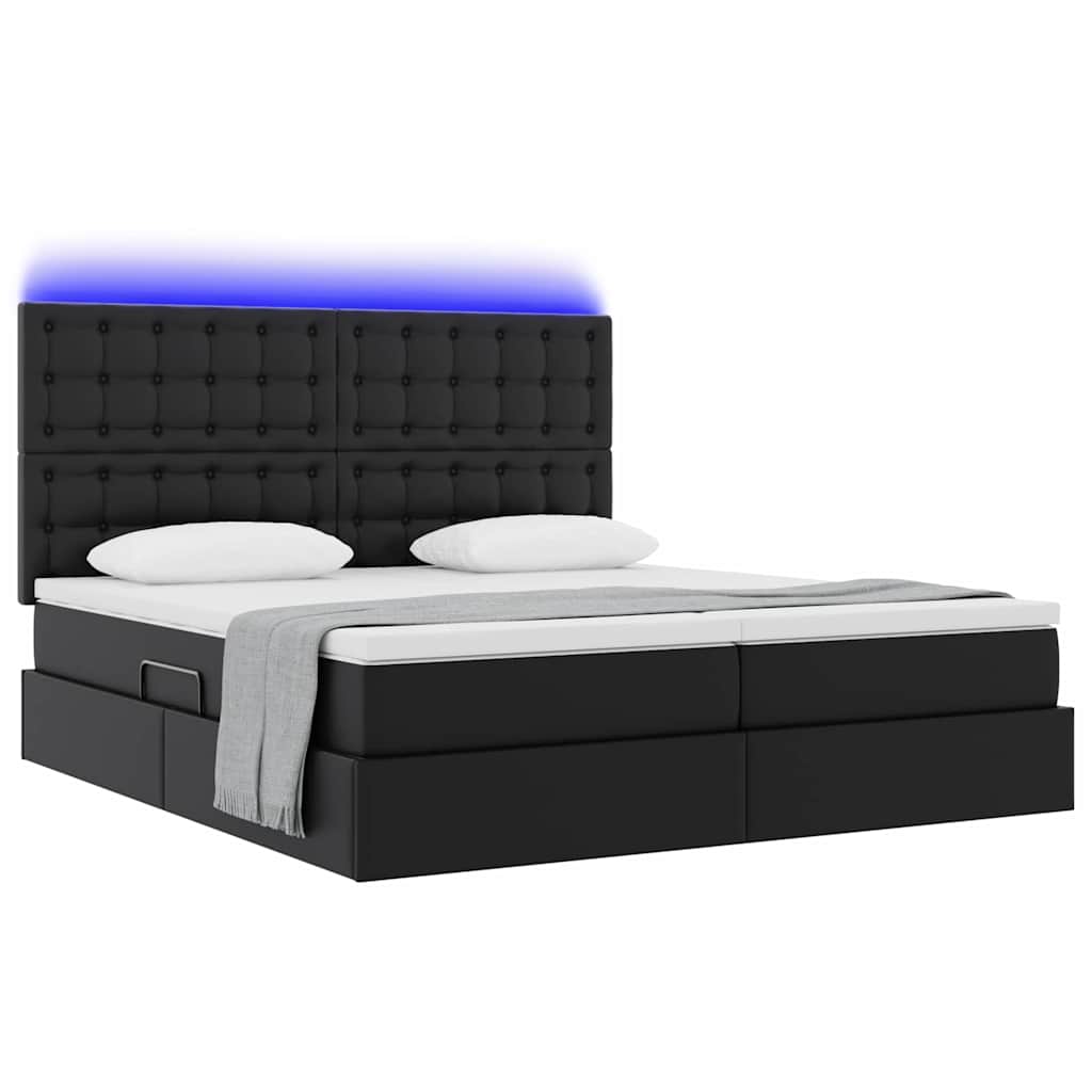 Krevet s prostorom za pohranu s LED-om Crna 180 x 200 cm