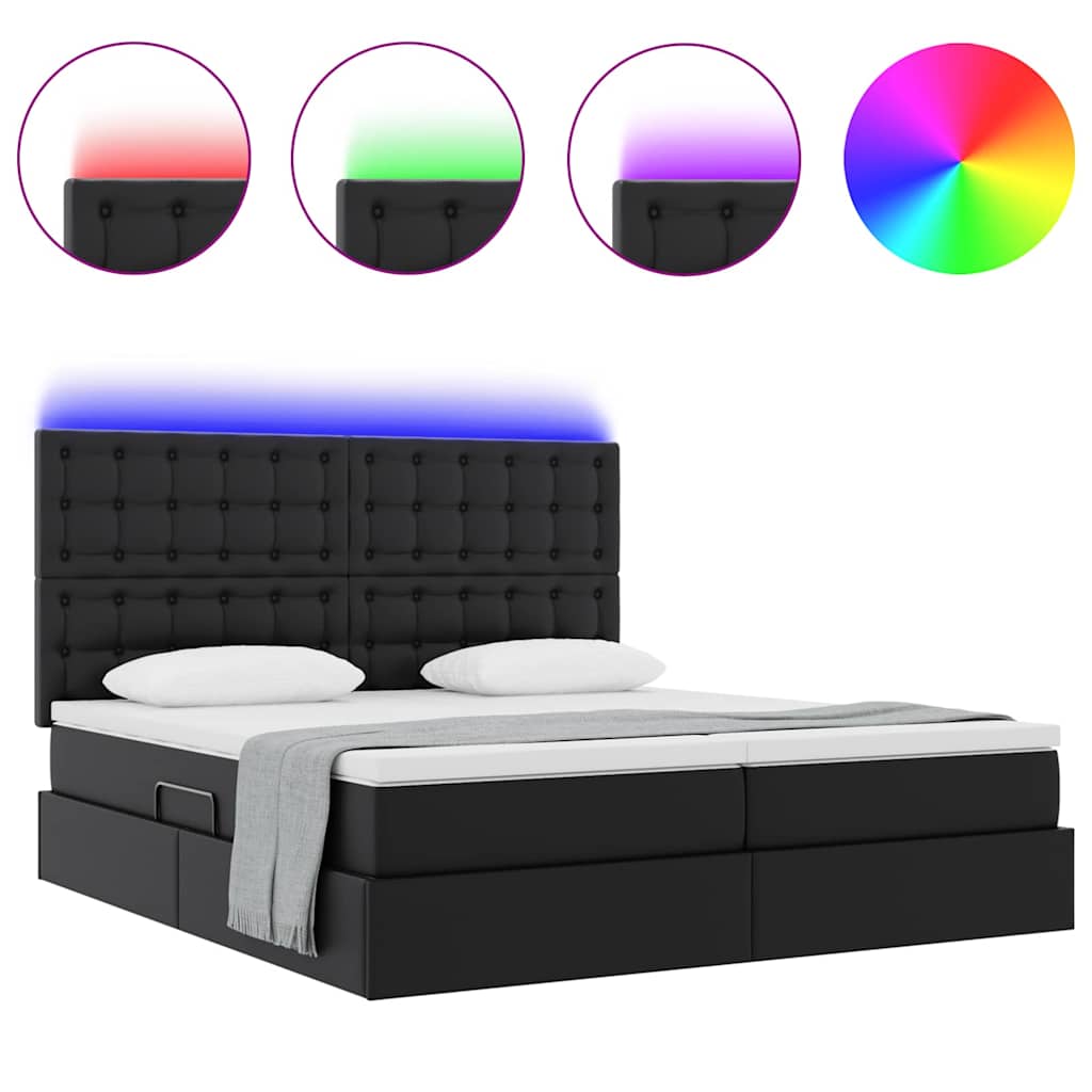 Krevet s prostorom za pohranu s LED-om Crna 200 x 200 cm