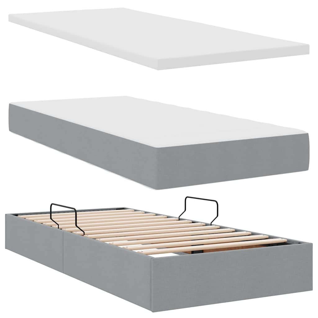 Krevet s LED trakama Svijetlo siva 180 x 200 cm tkanina