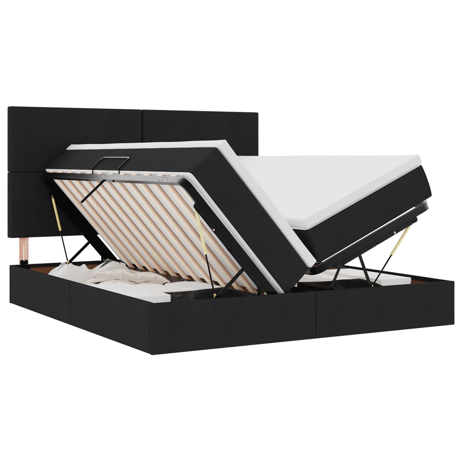 Krevet s LED trakama s uzglavljem Crna 180 x 200 cm tkanina