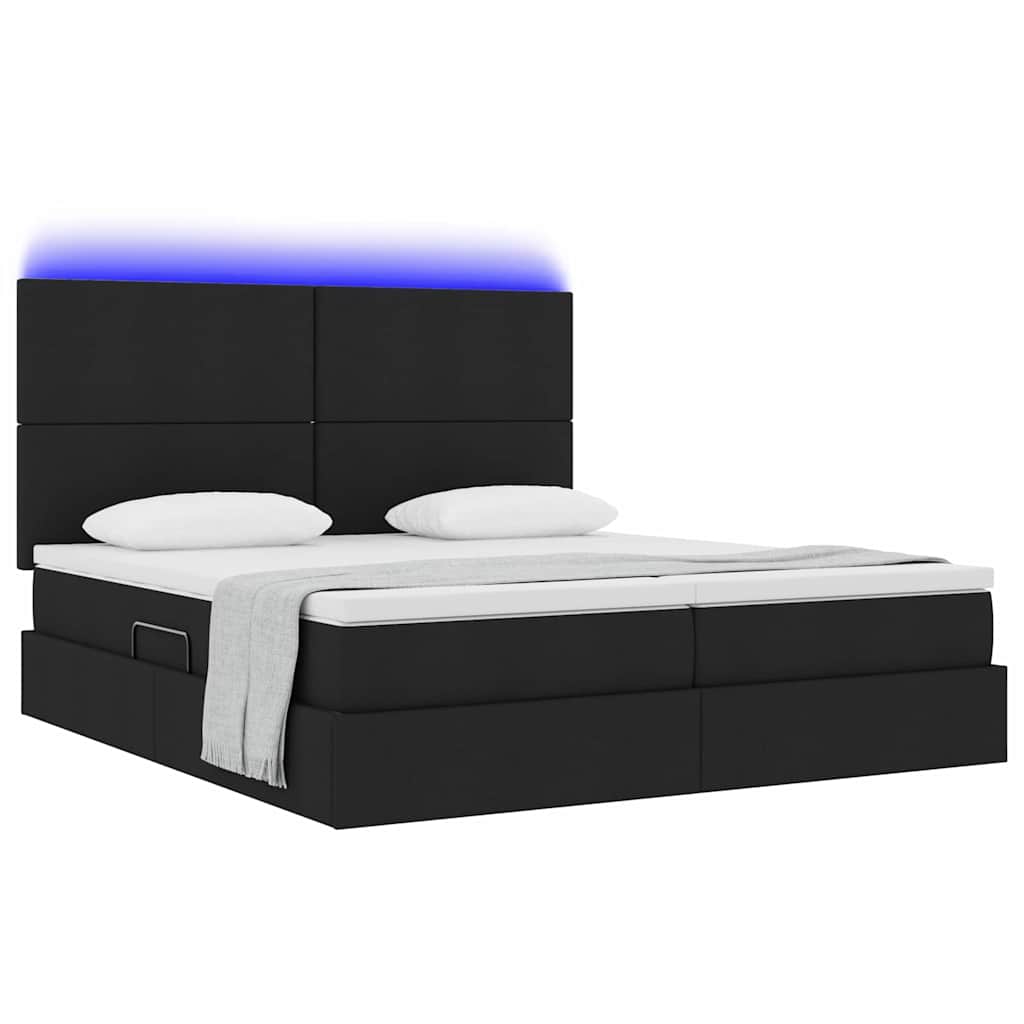 Krevet s LED trakama s uzglavljem Crna 180 x 200 cm tkanina