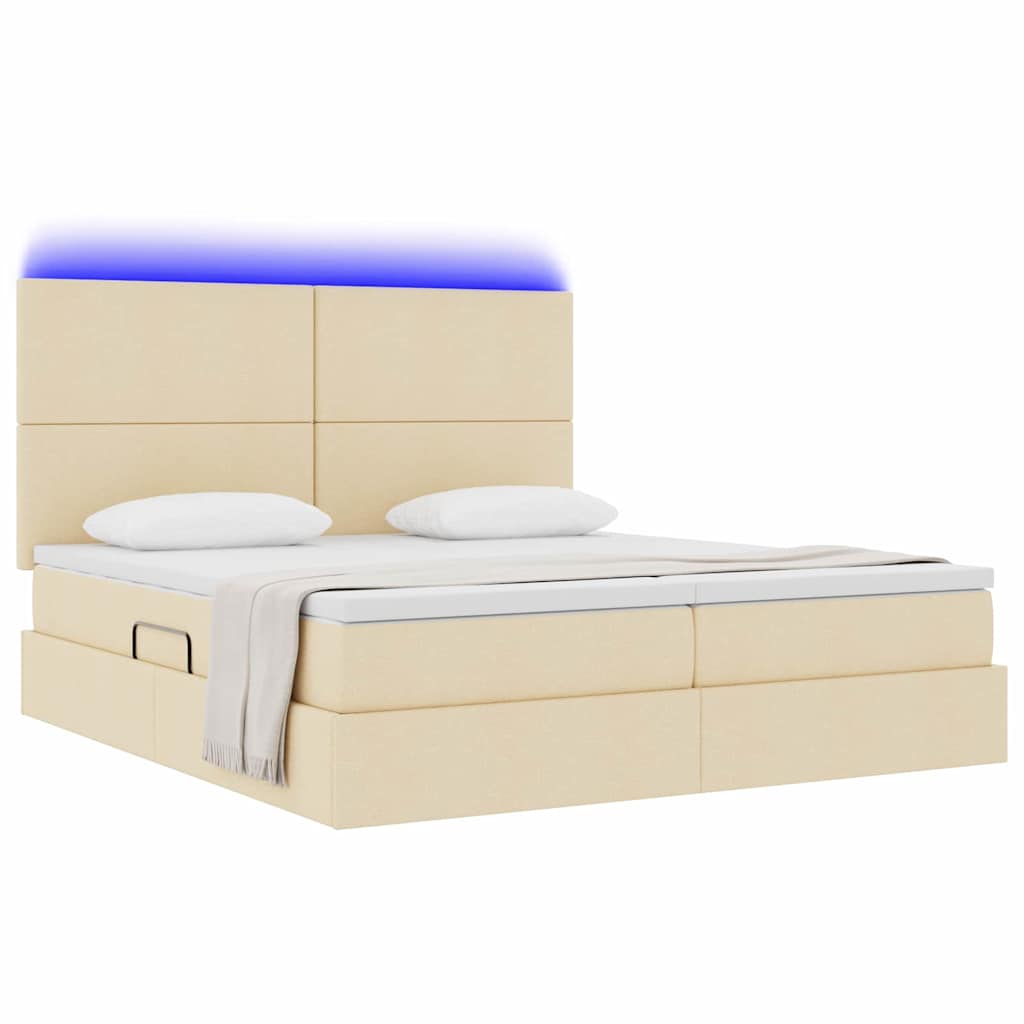 Krevet s LED trakama s uzglavljem Krema 180 x 200 cm tkanina