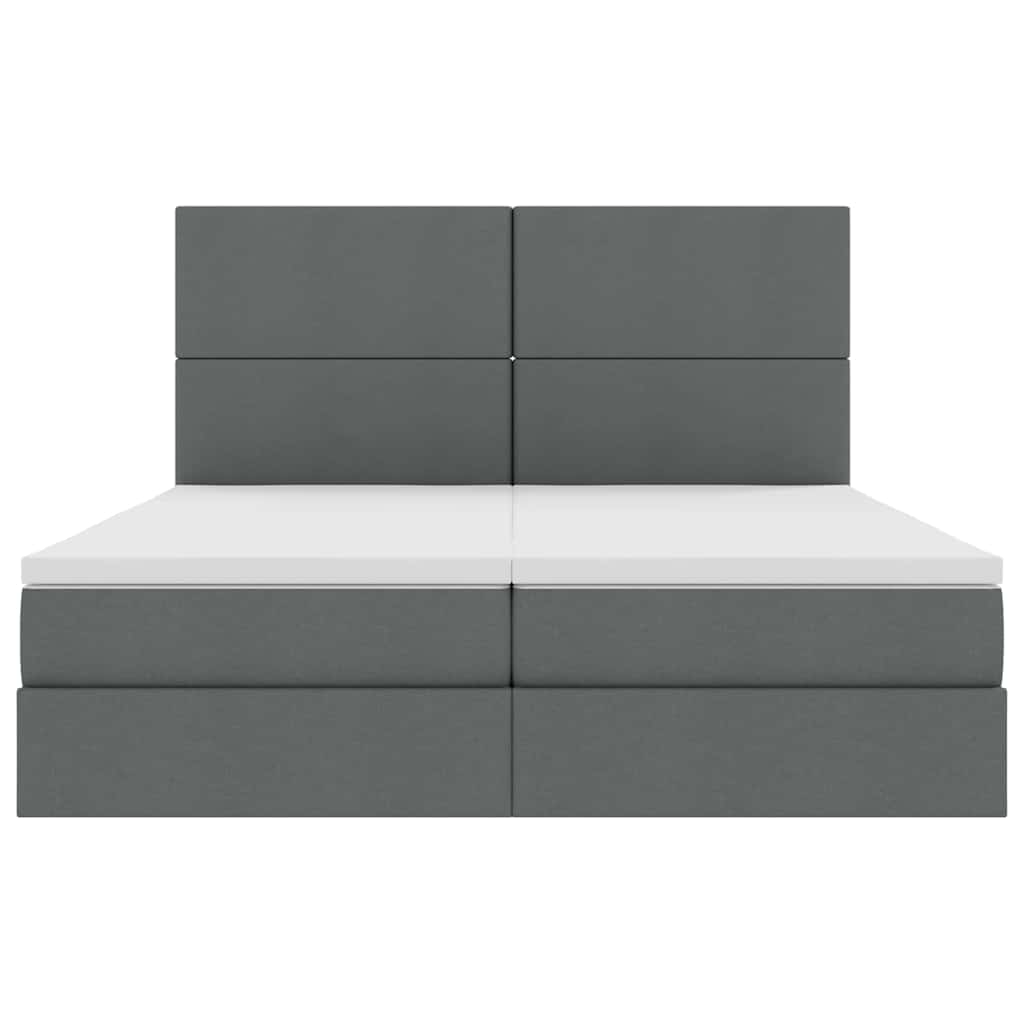 Krevet s LED trakama s pohranom Tamno siva 200 x 200 cm tkanina
